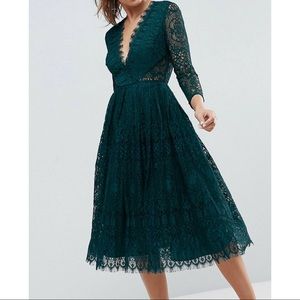 ASOS Long Sleeve Lace Midi Dress